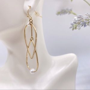 AREA Bloomingdales Gold Dangling teardrops gold plated with pearl earrings new